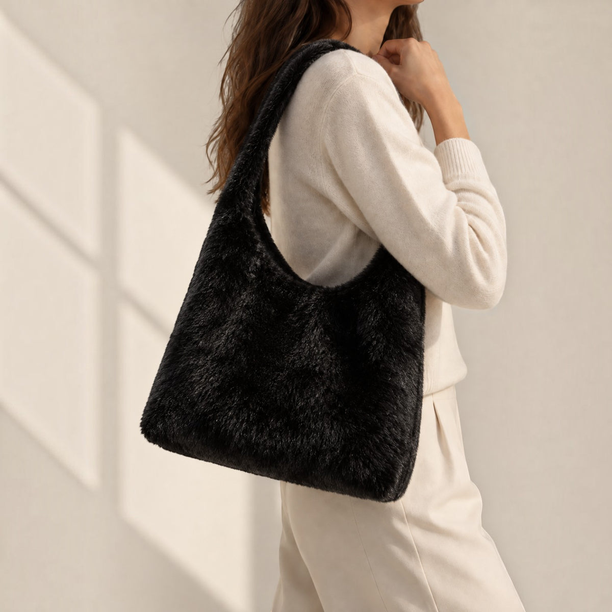 ToteBag fourrure noir BookBag